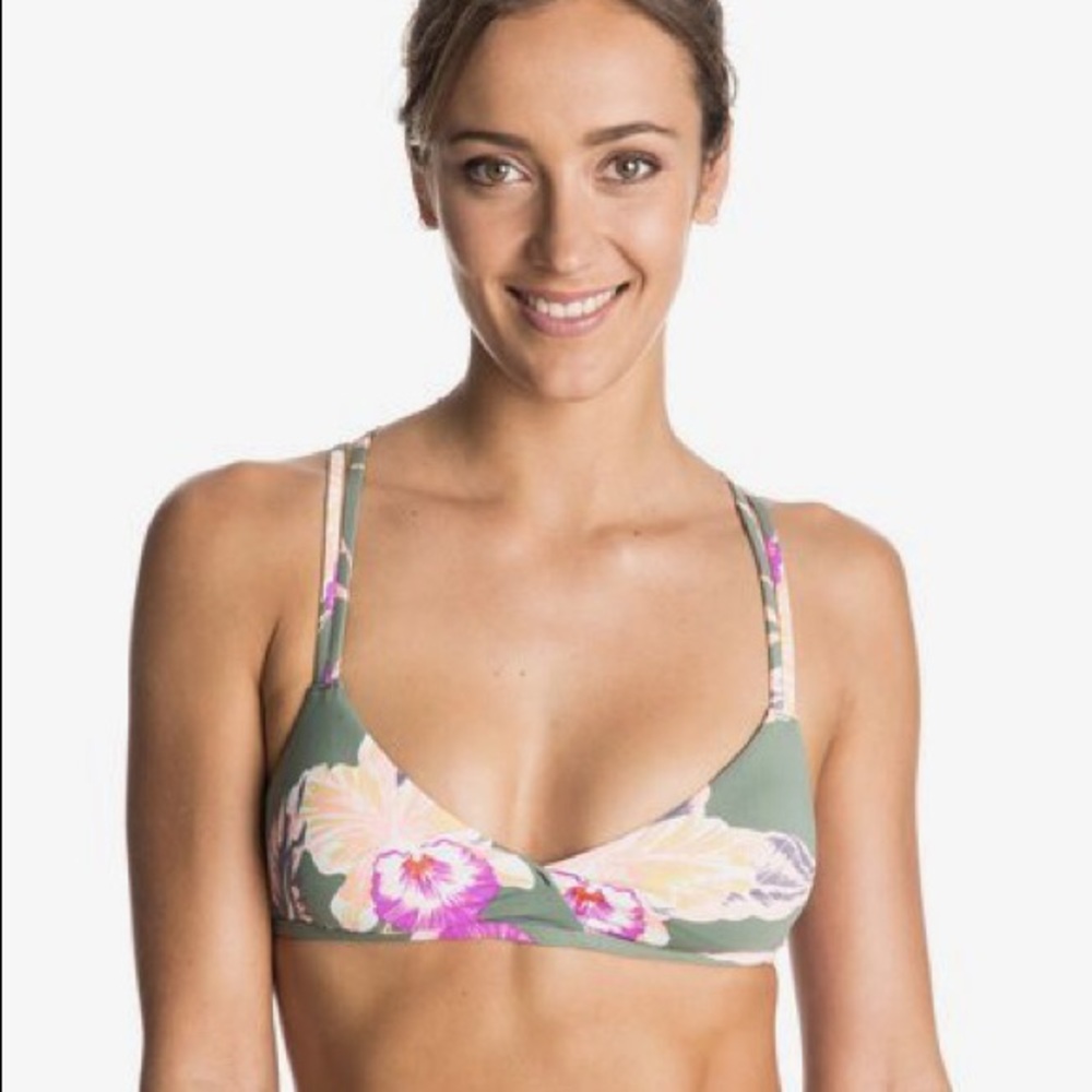 Roxy Castaway Floral Athletic Tri Bikini Top